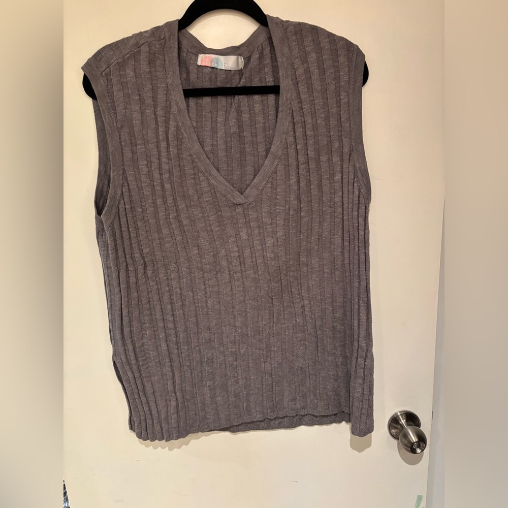 Gray V-Neck Sweater Vest